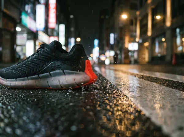 PULSE runner on wet asphalt